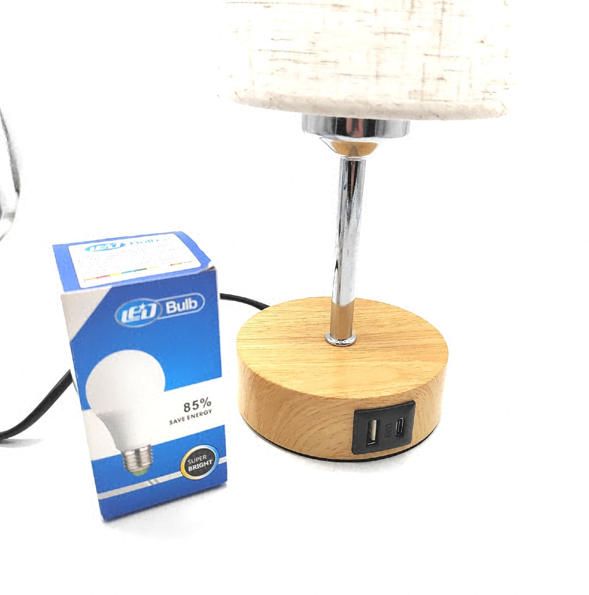 UPXNBOR Nachttischlampe Touch Tischlampe Dimmbar USB Stoff leicht ab
