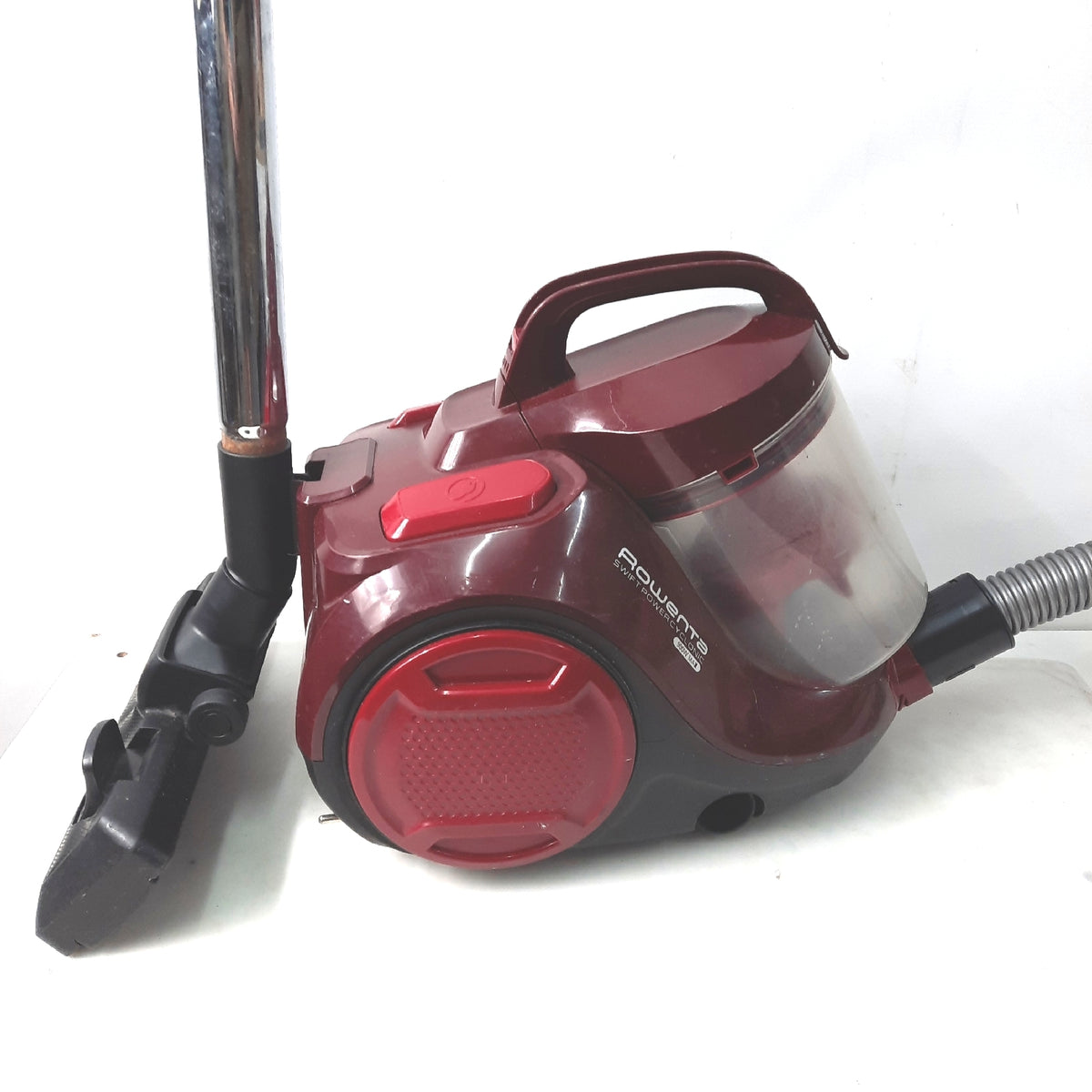 Rowenta RO2933EA, Swift Power Cyclonic Staubsauger, beutellos, Zyklon-Technologie, kompaktes Design, leicht, Hochleistungsfilter, Parkettbürste, Schwarz/Dunkelrot, 750 W, 1.2 liters, 77 Dezibel