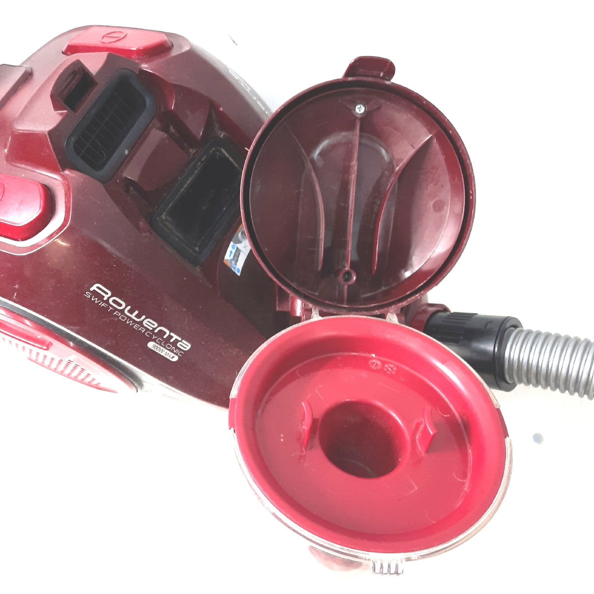 Rowenta RO2933EA, Swift Power Cyclonic Staubsauger, beutellos, Zyklon-Technologie, kompaktes Design, leicht, Hochleistungsfilter, Parkettbürste, Schwarz/Dunkelrot, 750 W, 1.2 liters, 77 Dezibel