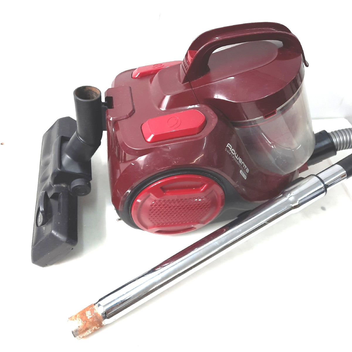 Rowenta RO2933EA, Swift Power Cyclonic Staubsauger, beutellos, Zyklon-Technologie, kompaktes Design, leicht, Hochleistungsfilter, Parkettbürste, Schwarz/Dunkelrot, 750 W, 1.2 liters, 77 Dezibel