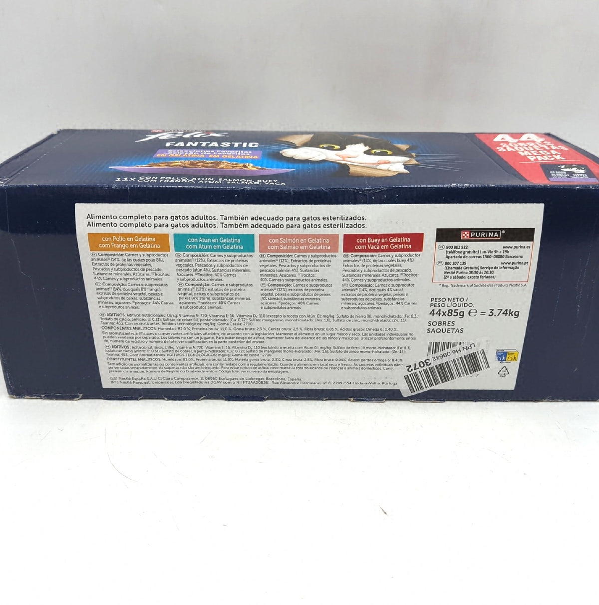 Felix Purina Fantastic Nassfutter Katzen fuer Erwachsene 44 Beutel je 85g mit Lachs Thunfisch Ochs Huhn
