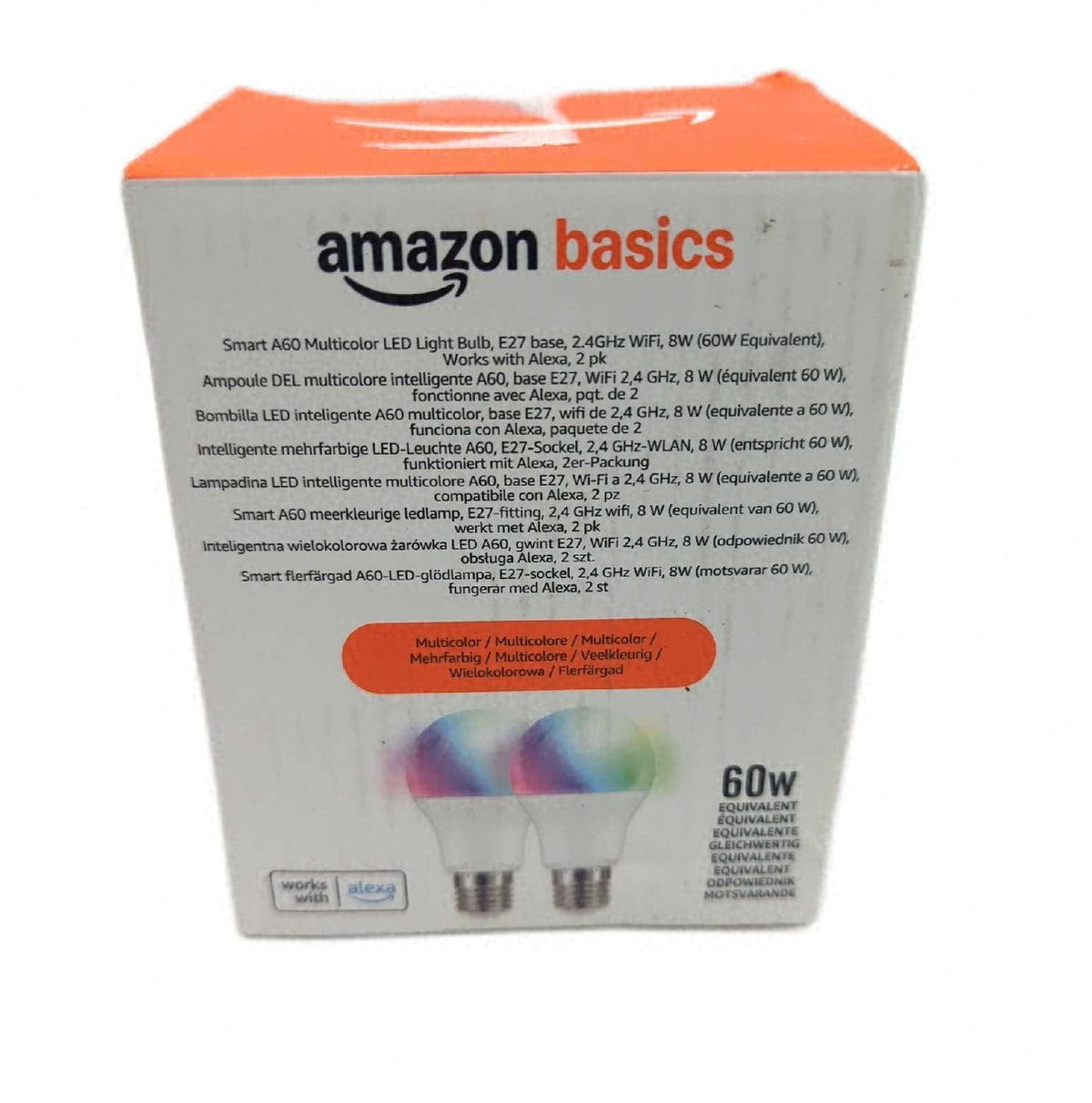 Amazon Basics Smarte LED Gluhbirne Farbenwechselnd E27 8W Entspricht 60W LED Lampe