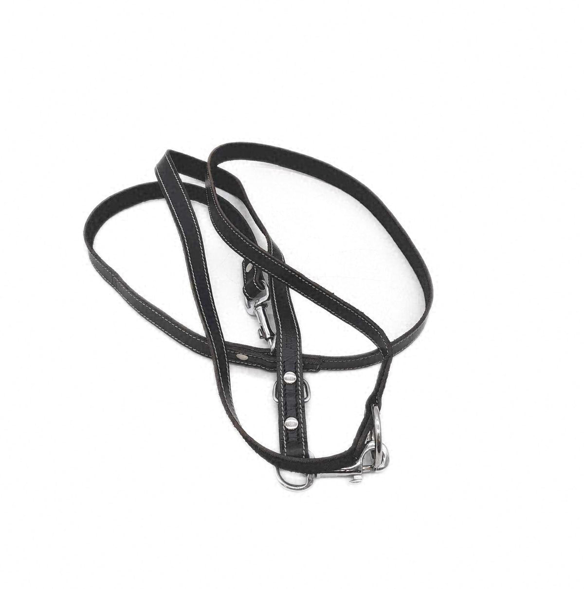 Hundeleine aus Leder mehrfach verstellbare Fuhrleine Laenge 240 cm Hunde Lederleine