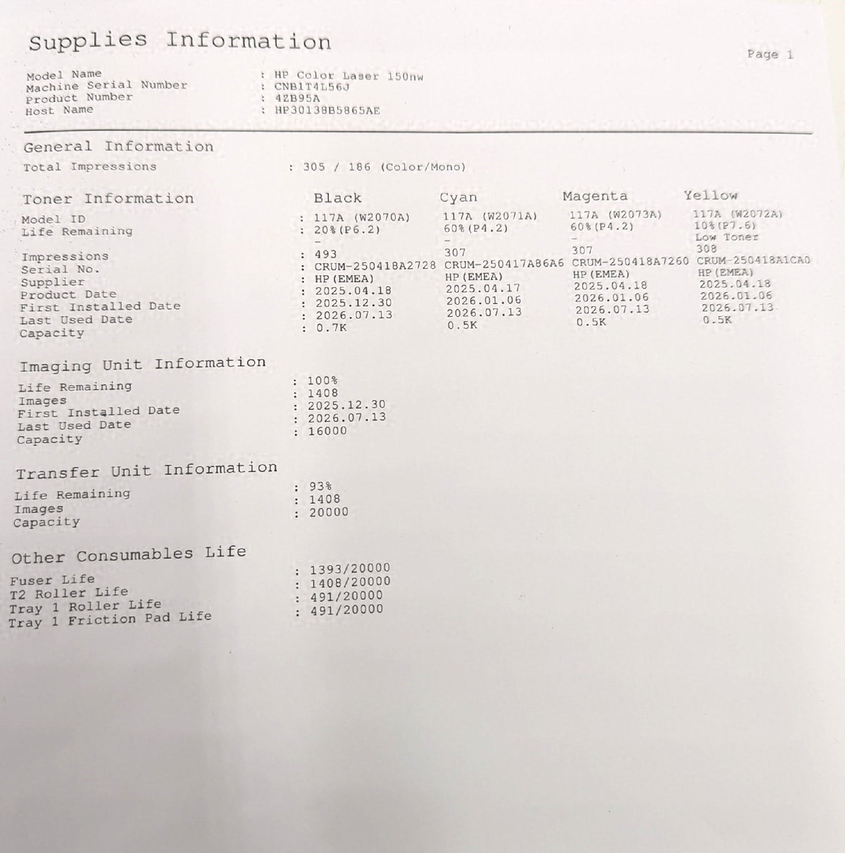 HP Color Laser 150nw Farb Laserdrucker USB LAN WLAN Weiß Knopf fehlt Funktion OK