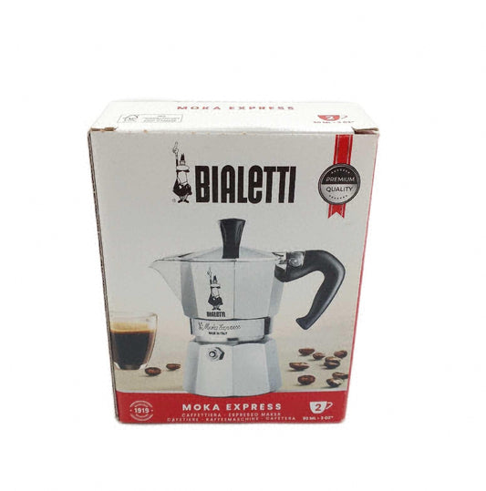 Bialetti Moka Express Espressokocher 2 Tassen Aluminium Anti Verbrühungsgriff Kaffeemaschine