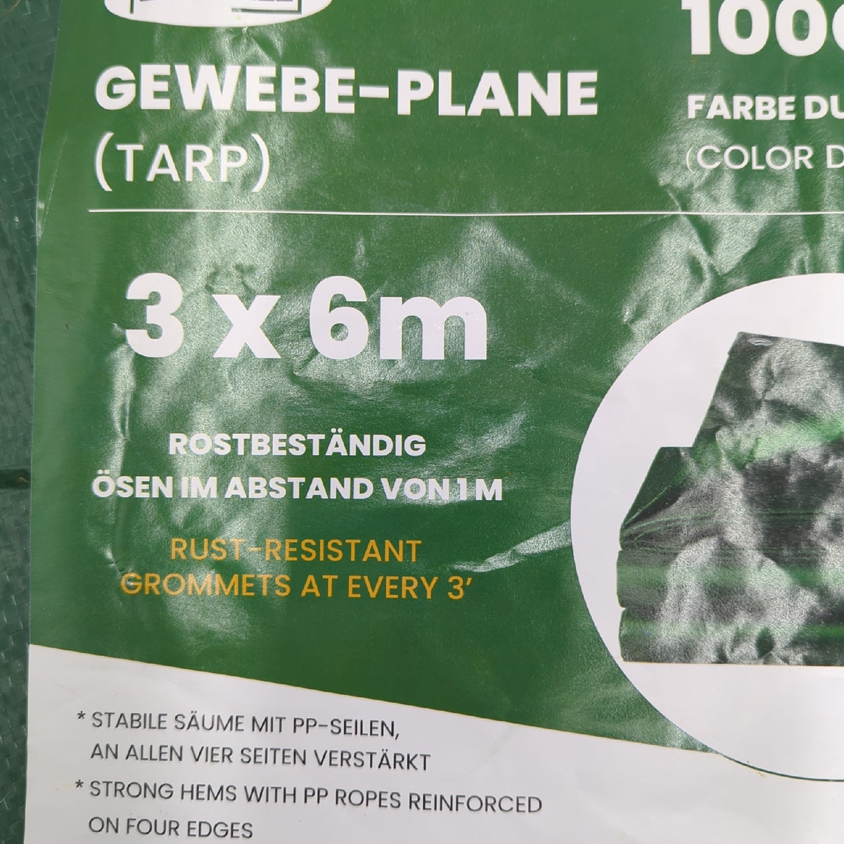 Kplane Abdeckplane wasserdicht 3 x 6 m grün 100 g m2 Plane mit Oesen robust langlebig