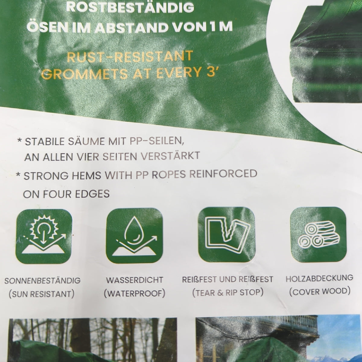 Kplane Abdeckplane wasserdicht 3 x 6 m grün 100 g m2 Plane mit Oesen robust langlebig