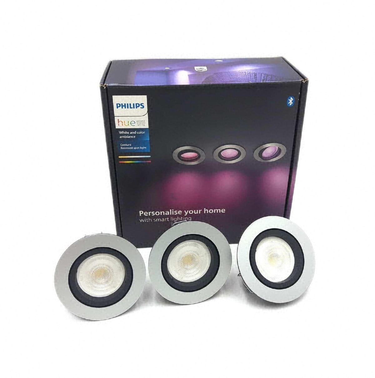 Hue Centura Einbauspots Rund 3er Pack Aluminium Mood Lighting LED Einbauleuchten dimmbar