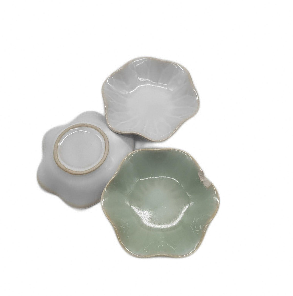 Starfa Lab Keramik Schmuckschale Lotusform grune Schale mit Bruch
