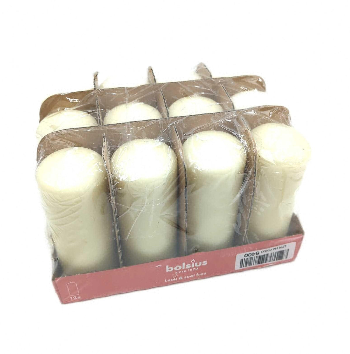 Bolsius Glatte Stumpenkerzen Elfenbein 12 Stück 15 x 6 cm hochwertige Kerzen Set