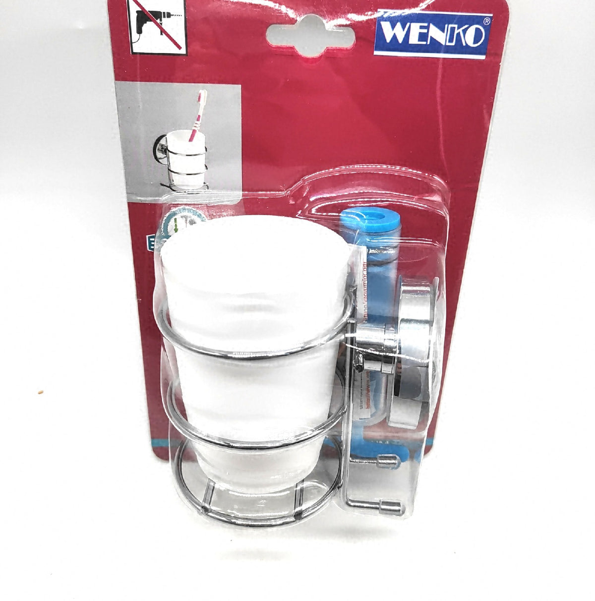 Wenko Milazzo Vakuum Zahnbürstenbecher Badezimmer Wohnaccessoire Kunststoff weiß