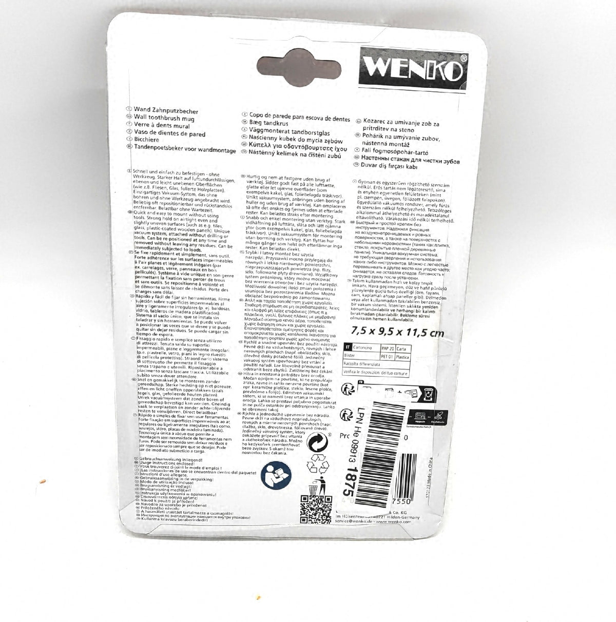 Wenko Milazzo Vakuum Zahnbürstenbecher Badezimmer Wohnaccessoire Kunststoff weiß