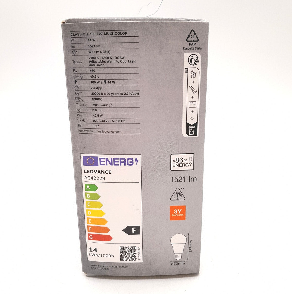Ledvance WiFi E27 LED Lampe Smart Home Leuchtmittel 14W 1521 Lumen ersetzt 100W