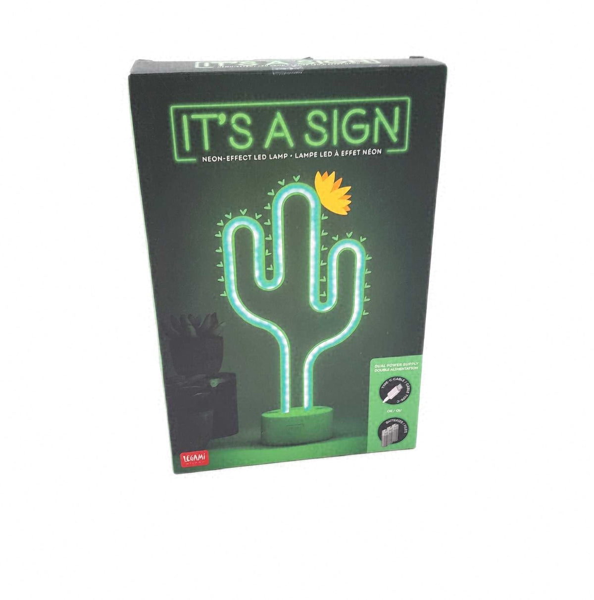 Legami LED Lampe Neon Effekt Its a Sign Cactus doppelte Stromversorgung Tischlampe