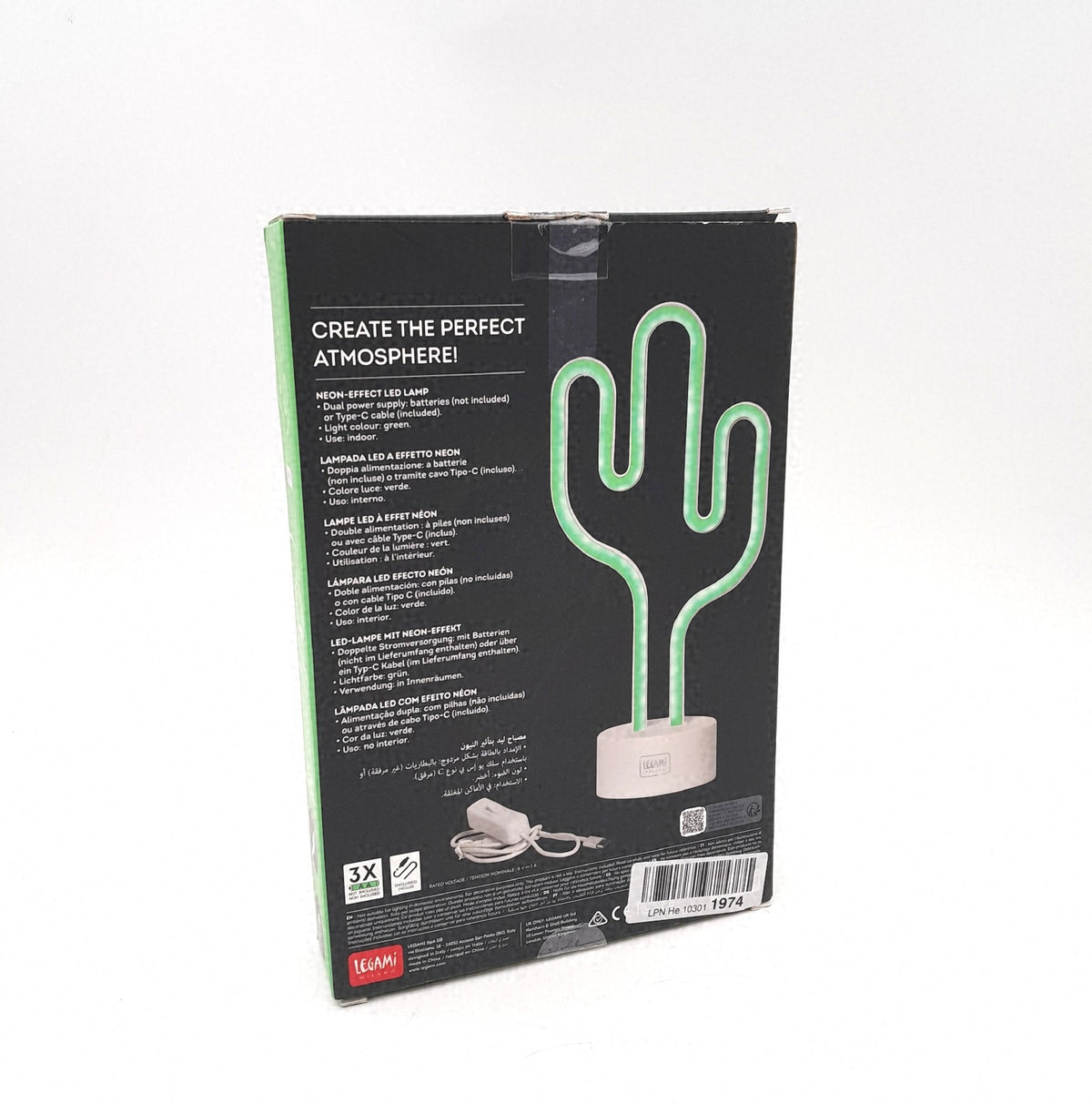 Legami LED Lampe Neon Effekt Its a Sign Cactus doppelte Stromversorgung Tischlampe