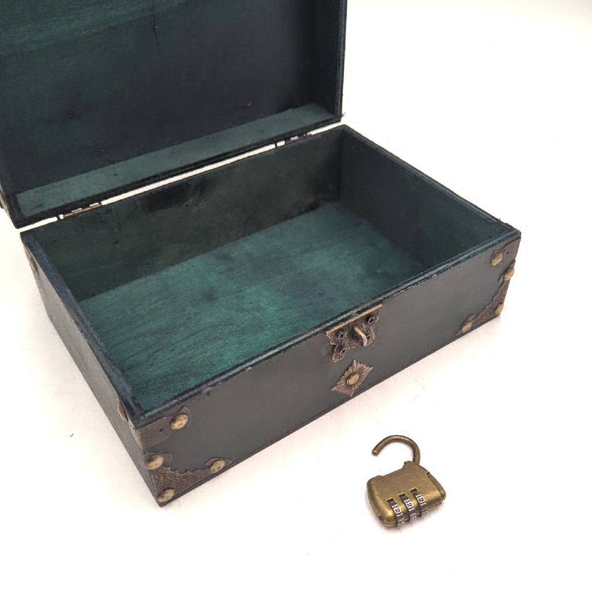 SZHUGEKI Vintage Schatzkiste Holz Gruen 24 x 17 x 95 cm mit Zahlenschloss