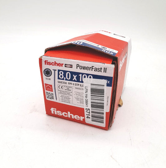 FISCHER PowerFast II STP 8 0 x 100 mm kraftvolle Holzbauschraube Stufensenkkopf