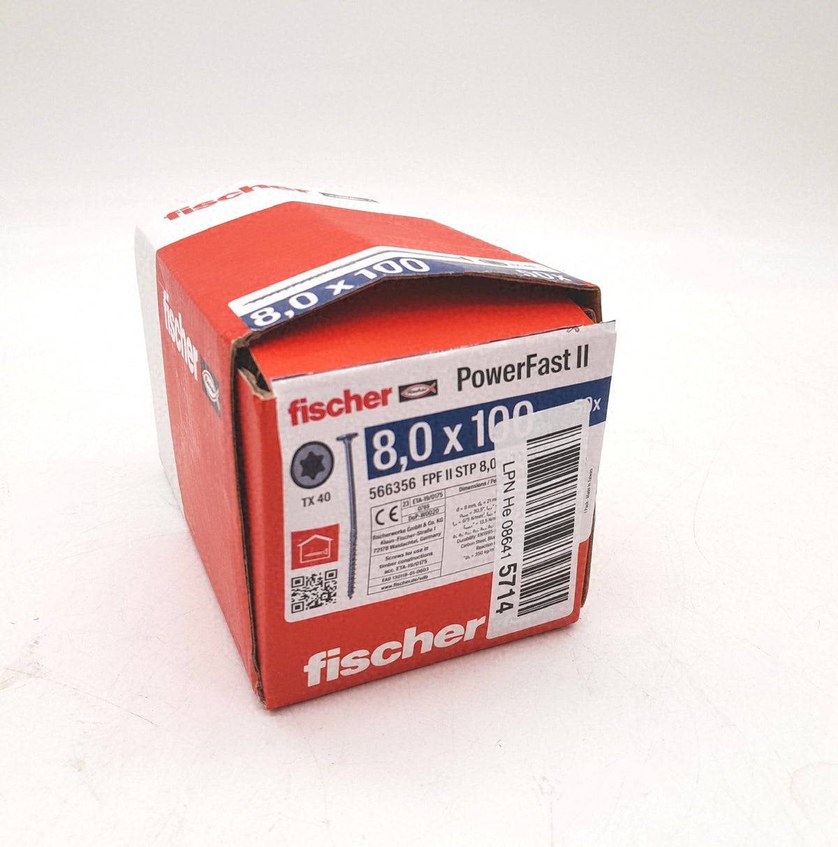 FISCHER PowerFast II STP 8 0 x 100 mm kraftvolle Holzbauschraube Stufensenkkopf