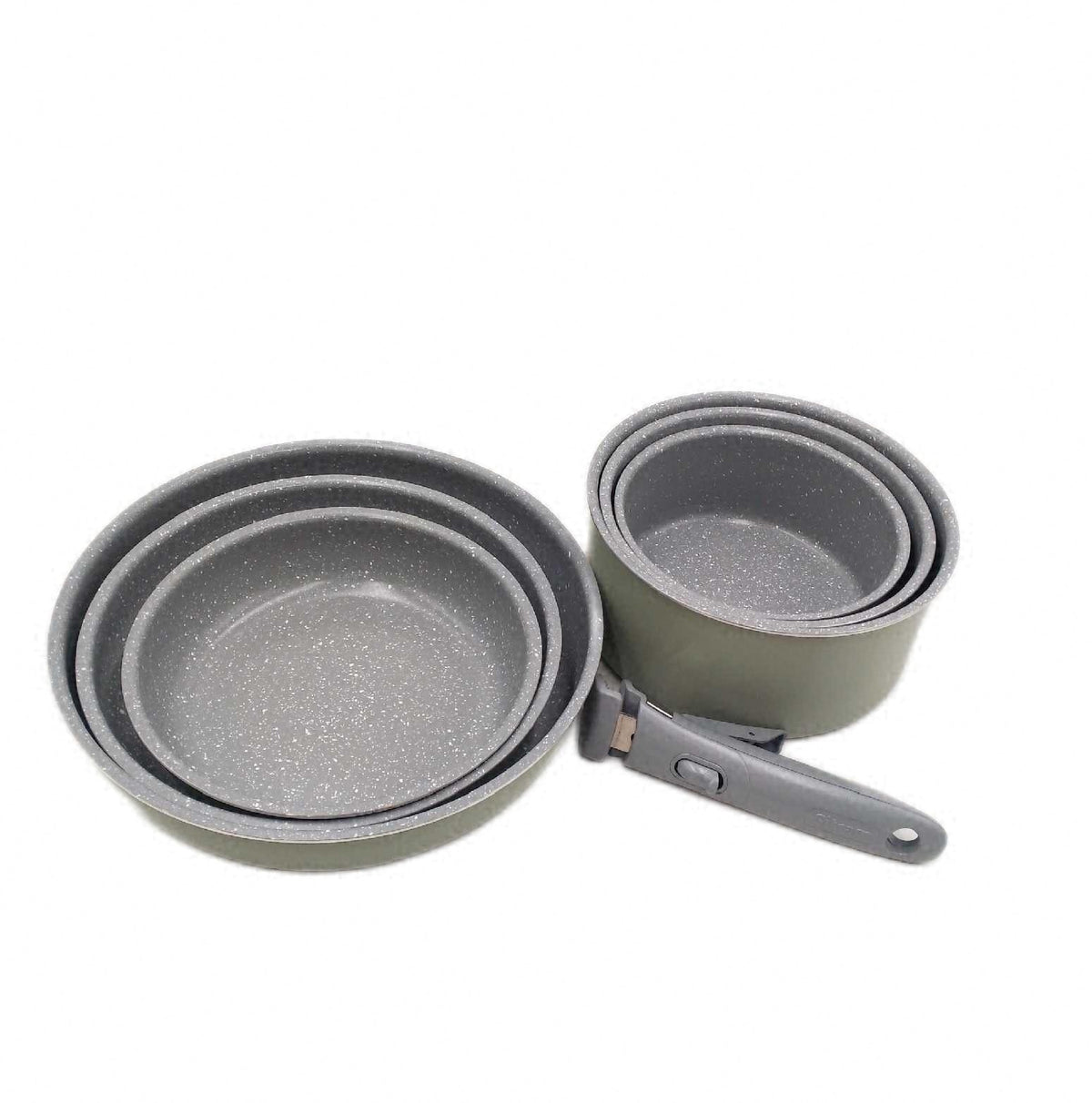 Sitram 716939 7 teiliges Kochgeschirr Set salbeigrune Beschichtung