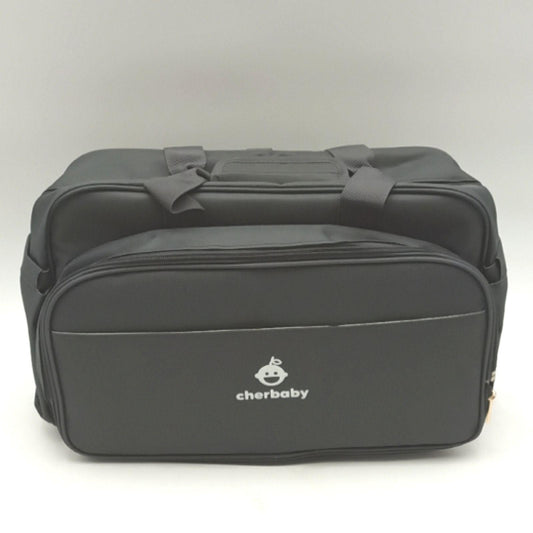 cherbaby Mama-Tasche mit Wickelunterlage  wasserdicht  multifunktional  zum Wickeln  für Babys  Reisebett  Haken und Schultergurt  Grau