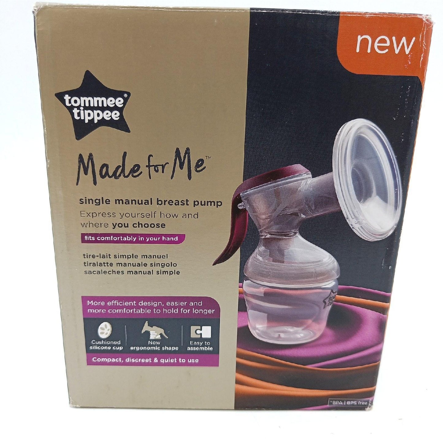 Tommee Tippee „Made for Me“ manuelle Brustmilchpumpe, Ergonomischer Handgriff, BPA-frei, transparent