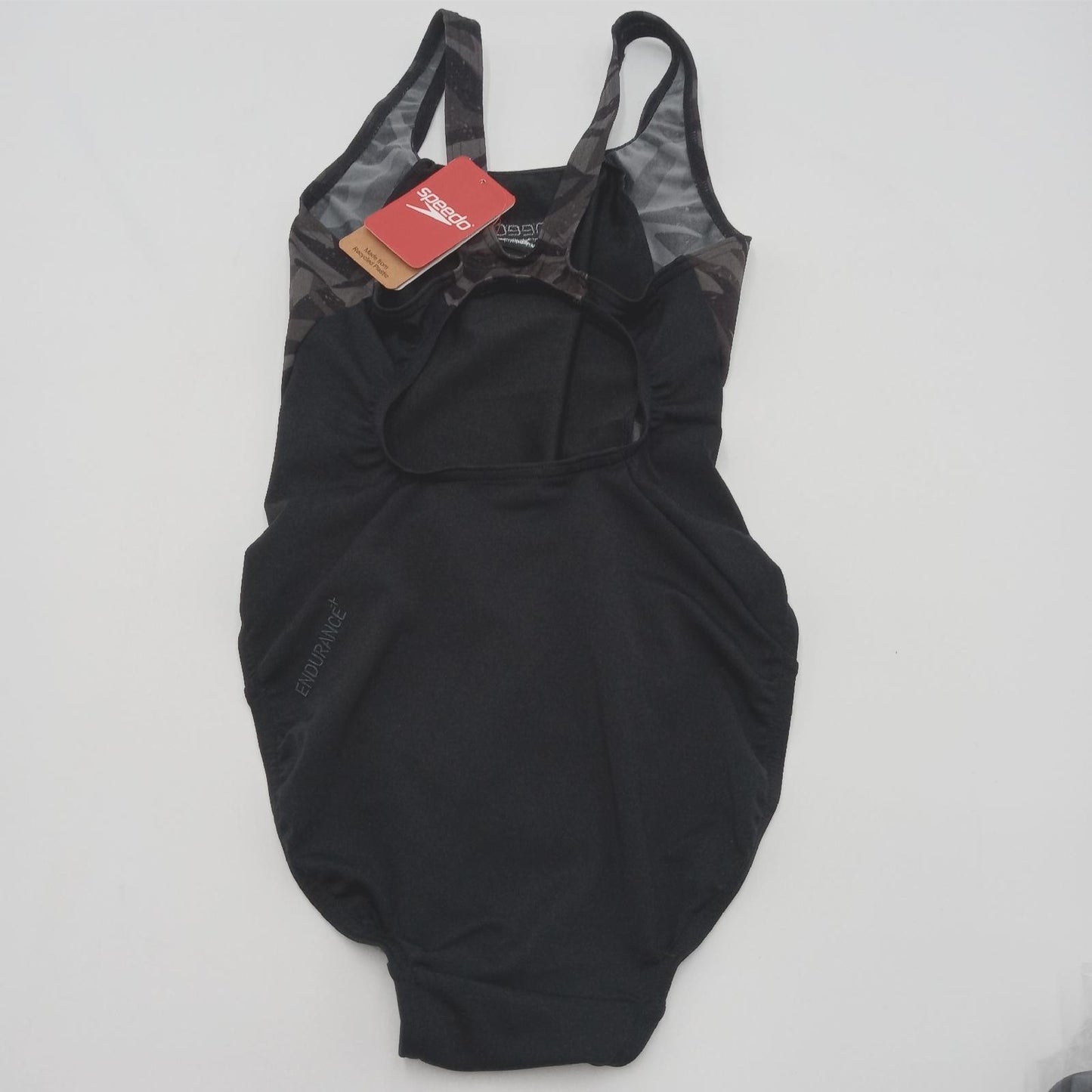 Speedo Hyperboom Splice Muscleback Badeanzug für Damen, Schwarz/Grau, 28 (DE 32)