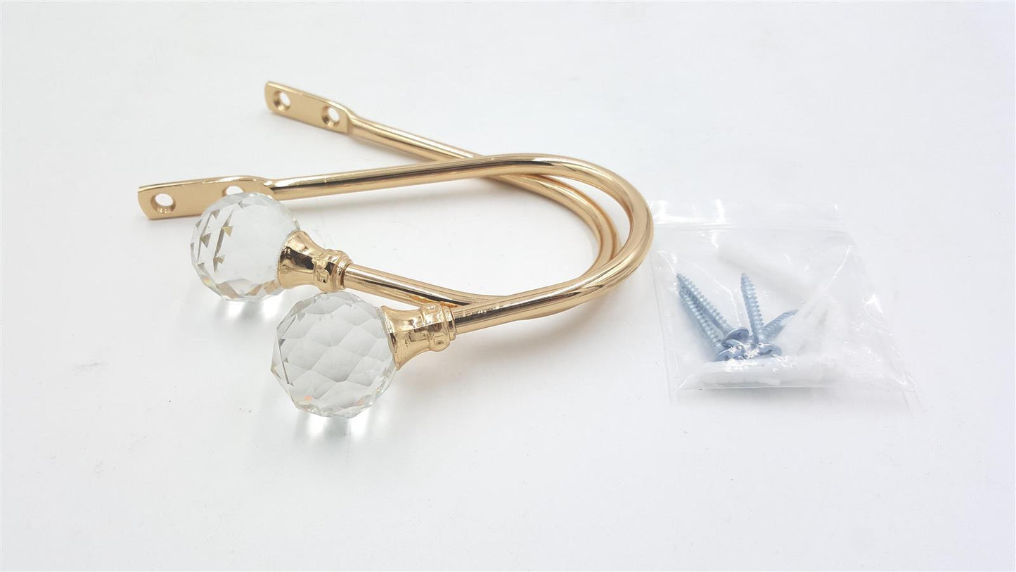 PHOEWON Vorhang Raffhalter Gardinen Metall Gold Set 2 Halter Kristall Eleg