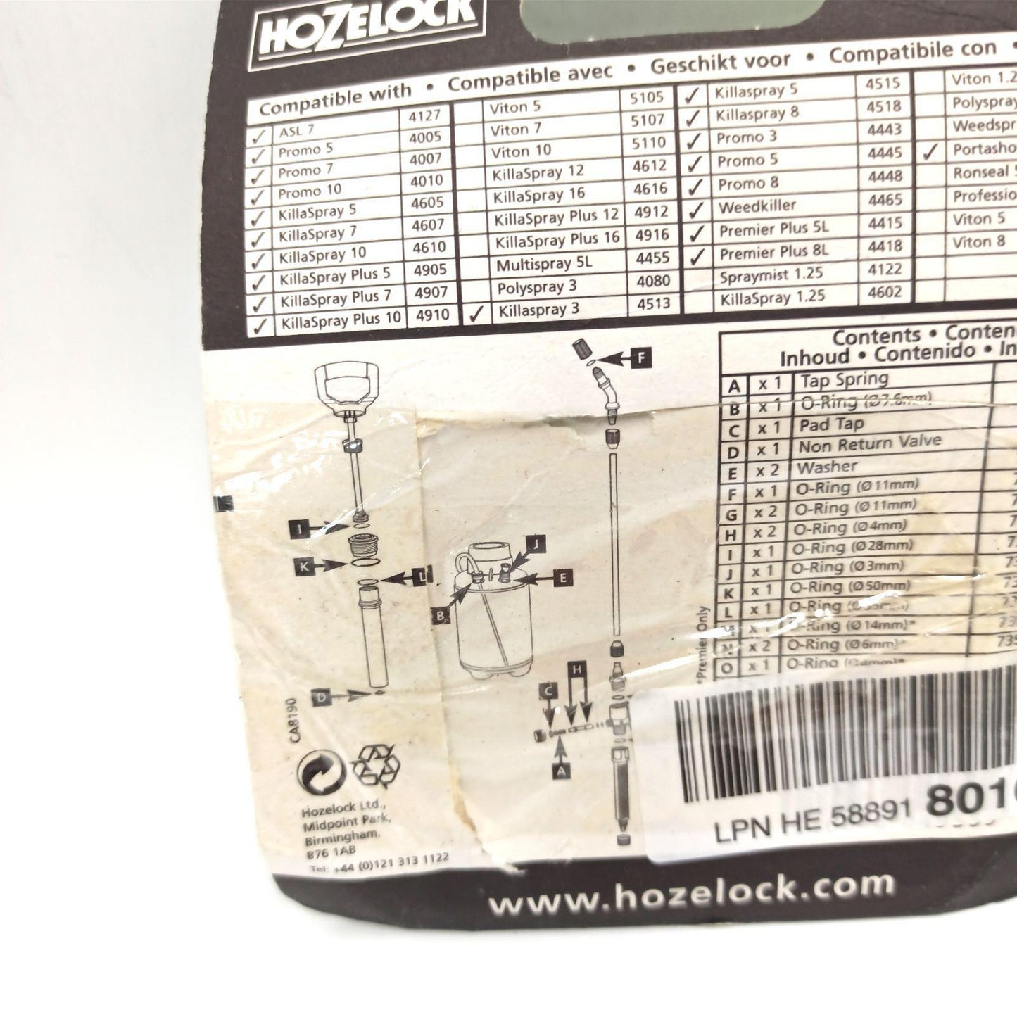 Hozelock Serv Kit Gartenzubehör Zubehörwartung einjährig kompatibel für 5
