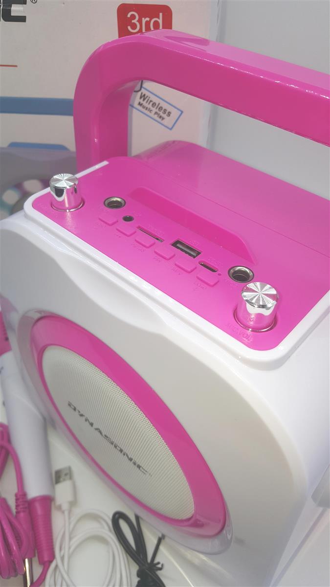 DYNASONIC Karaoke mit Mikrofon, Original Geschenke für Kinder Mädchen, Sprecher, Spielzeug Mädchen (DK-201 Pink)