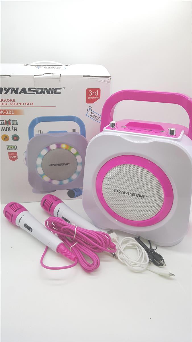 DYNASONIC Karaoke mit Mikrofon, Original Geschenke für Kinder Mädchen, Sprecher, Spielzeug Mädchen (DK-201 Pink)