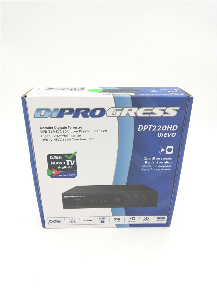 DiProgress DPT220HD Digitaler Terrestrischer DVB-T2 Doppel-Tuner Decoder schwarz