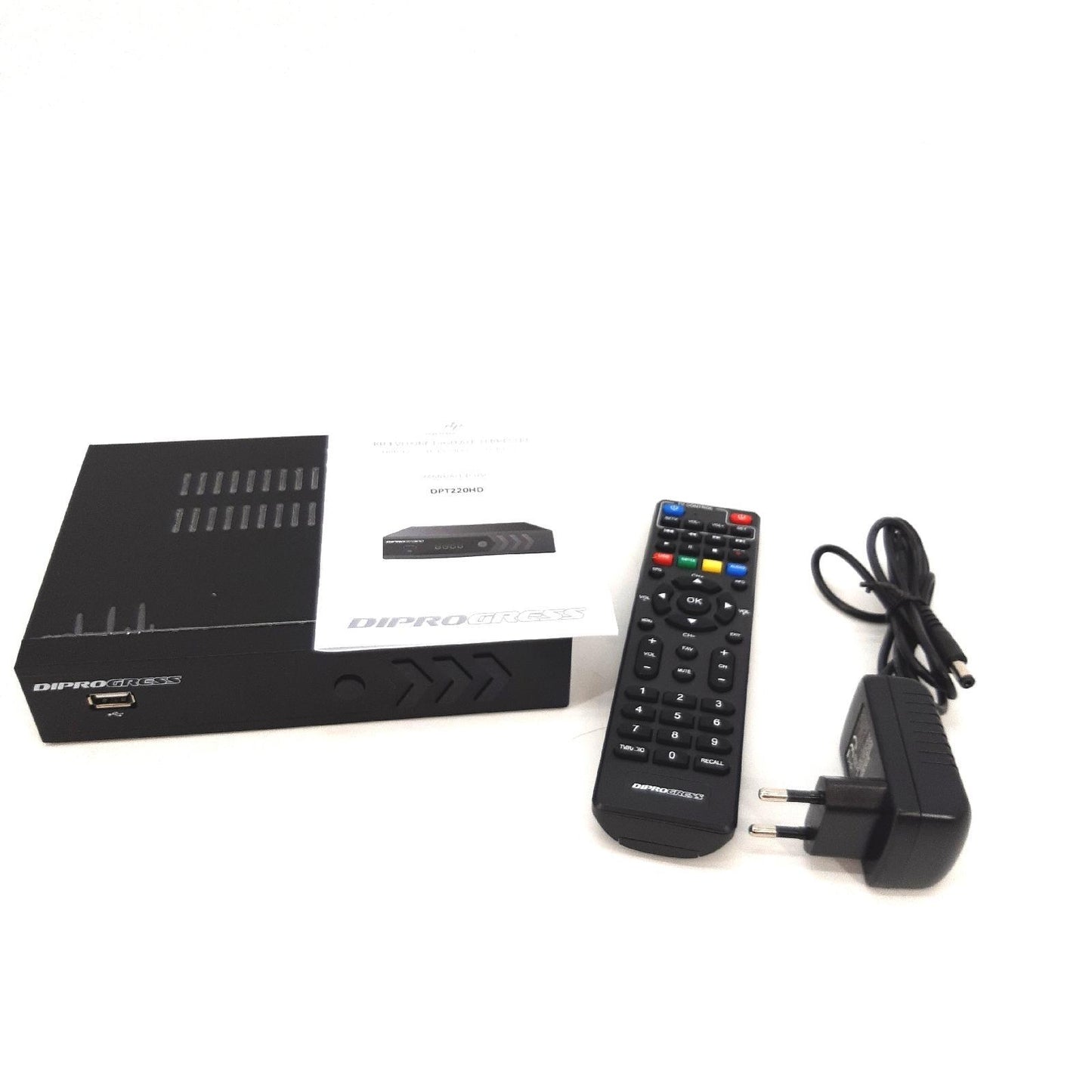 DiProgress DPT220HD Digitaler Terrestrischer DVB-T2 Doppel-Tuner Decoder schwarz