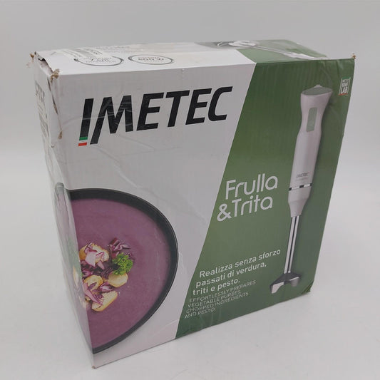 Imetec Frulla&Trita Tauchmixer, Klingen aus Edelstahl, extra großes Fuß, abnehmbarer Schaft, Messbecher mit 1 Liter, 800 Watt, 15 U/min