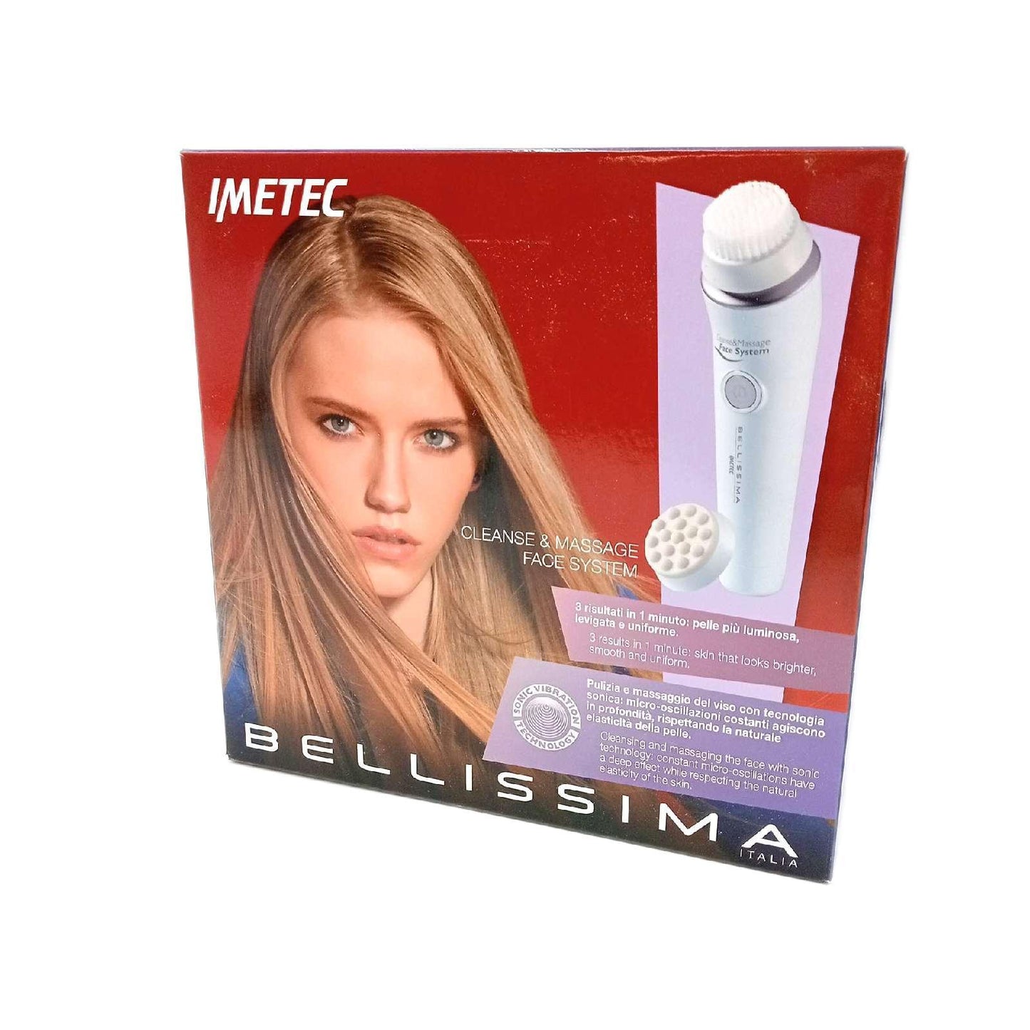 Imetec Bellissima Face Cleansing Cleanse&Massage, Gesichtsreinigungsbürste, 3 unterschiedliche Bürstenköpfe für eine individuelle Behandlung, Sonic-Technology