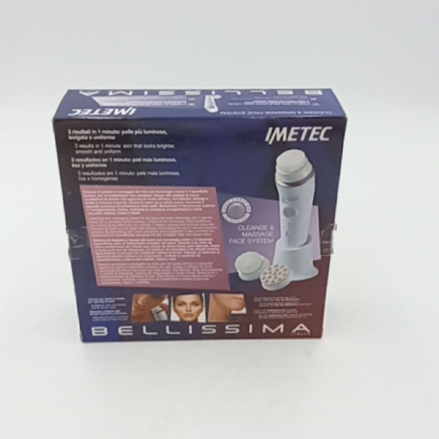 Imetec Bellissima Face Cleansing Cleanse&Massage, Gesichtsreinigungsbürste, 3 unterschiedliche Bürstenköpfe für eine individuelle Behandlung, Sonic-Technology