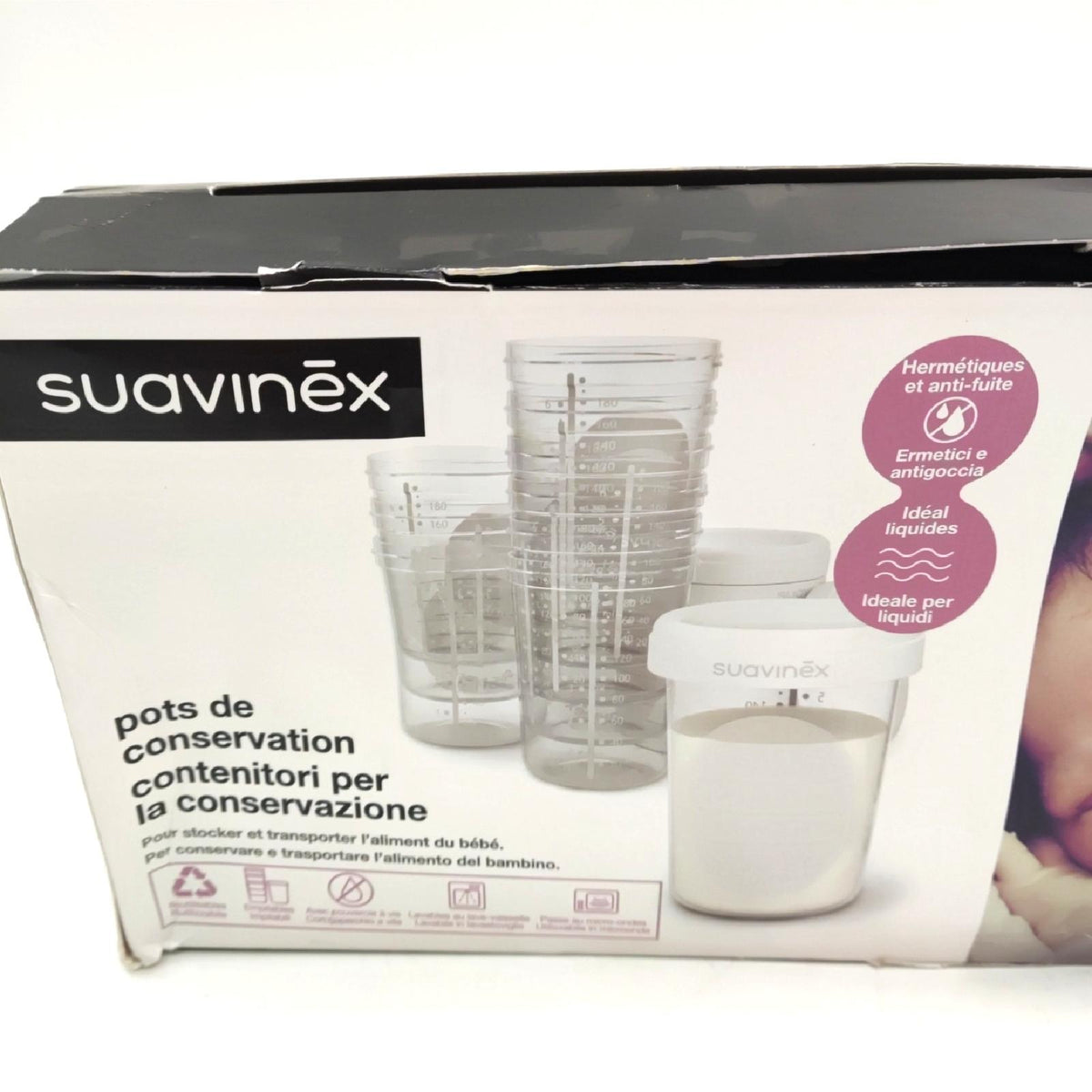 Suavinex Milchvorratsgläser 10 x 180 ml luftdicht mikrowellengeeignet spülmaschinenfest gefriergeeignet Schraubdeckel Skala