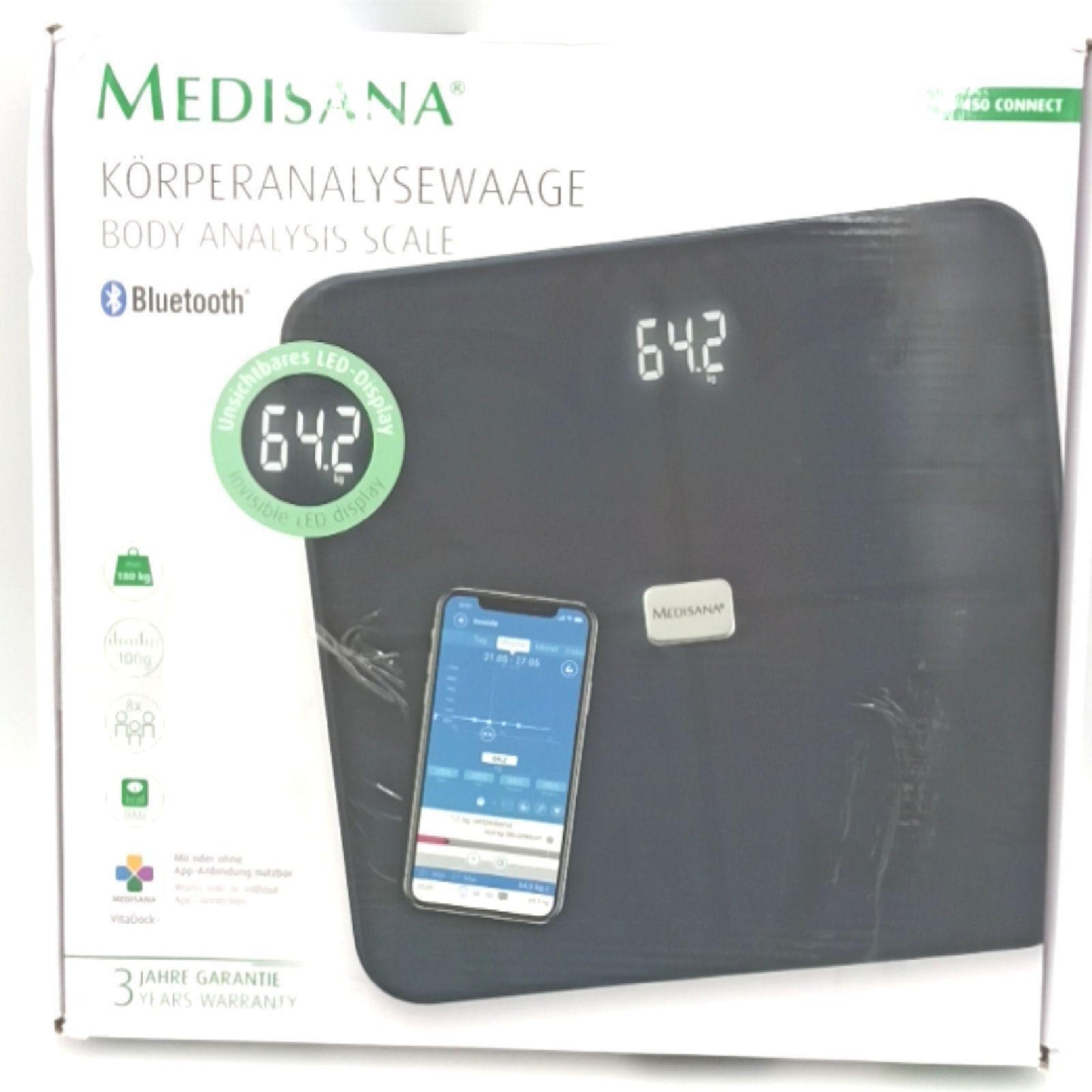 Medisana Personenwaage Waagen BS 450 schwarz digitale Messung bis 180 kg