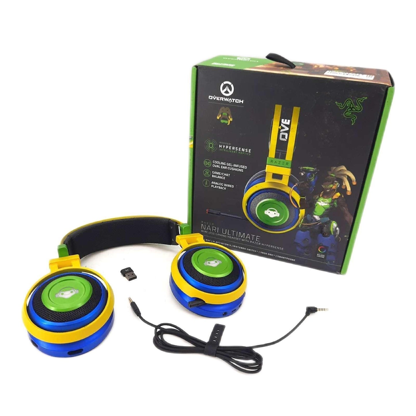 Razer Nari Ultimate Overwatch Lucio Edition Wireless Gaming Headset Ohrpolster und Ladek
