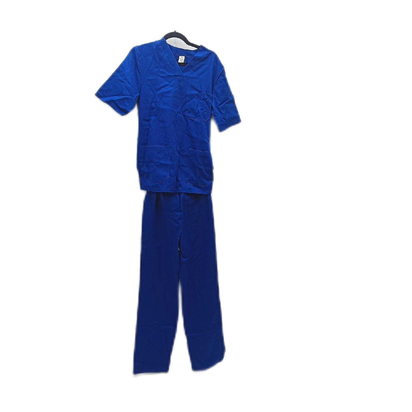AIESI® Medizinische Uniform herren damen aus 100% sanforisierter Baumwolle Hose und Top mit V-Ausschnitt, Größe XS BLAU