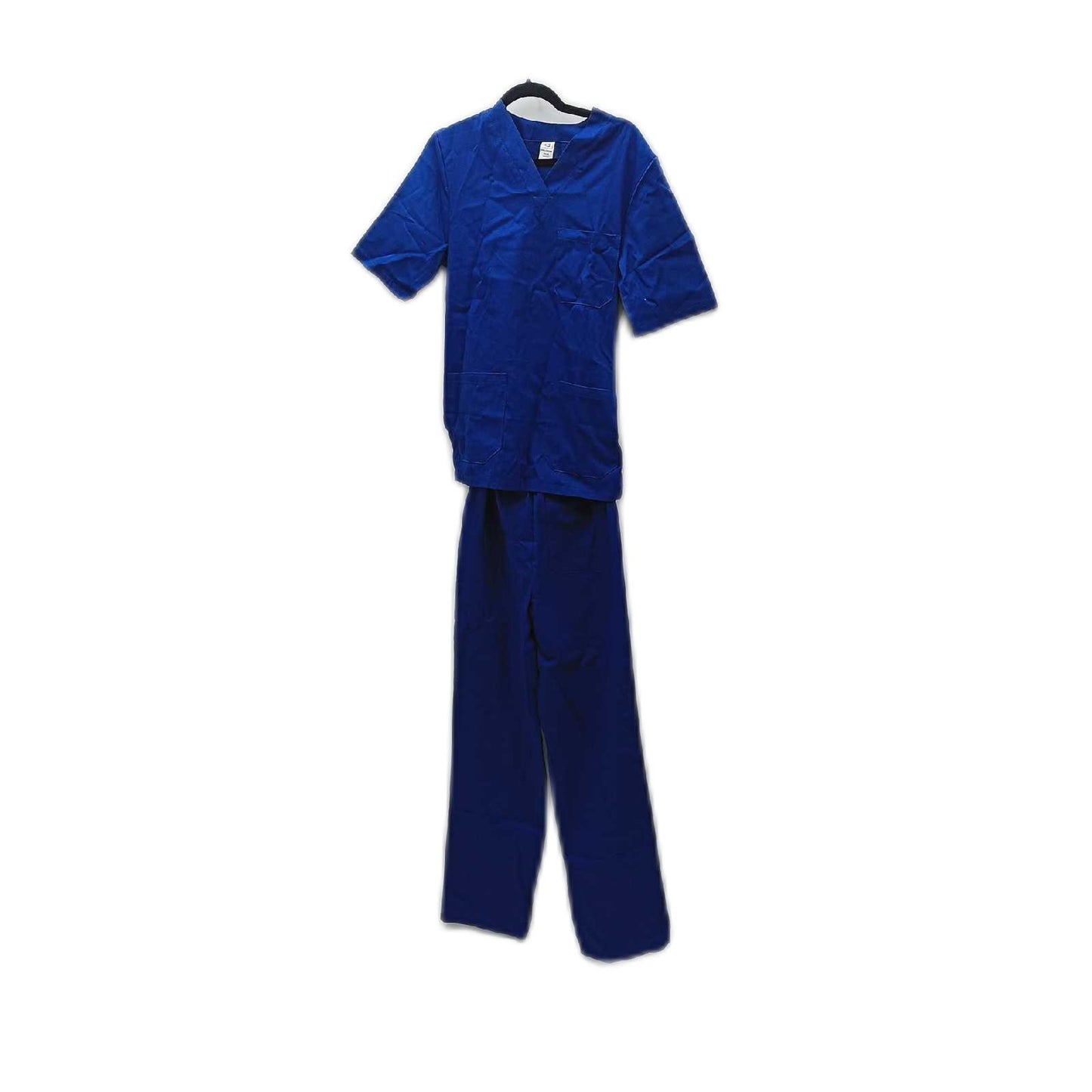 AIESI® Medizinische Uniform herren damen aus 100% sanforisierter Baumwolle Hose und Top mit V-Ausschnitt, Größe XS BLAU