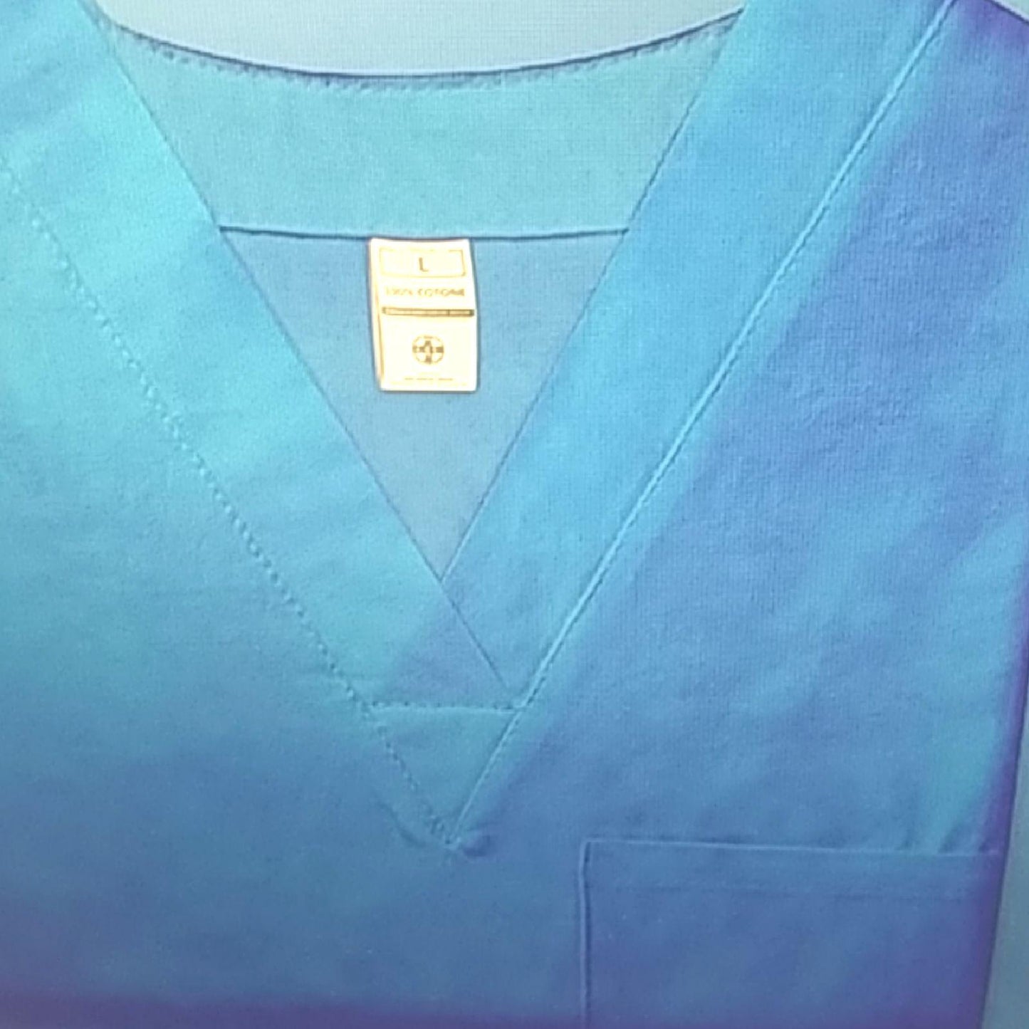 AIESI® Medizinische Uniform herren damen aus 100% sanforisierter Baumwolle Hose und Top mit V-Ausschnitt, Größe S BLAU
