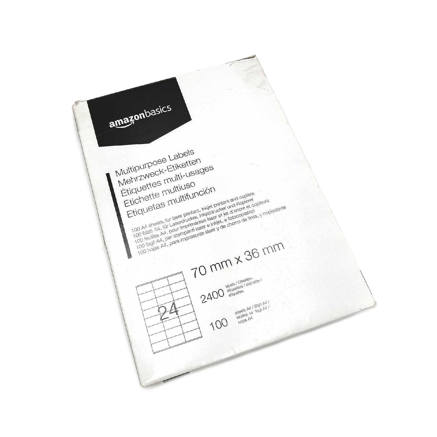 Amazon Basics Adressetiketten Bürobedarf Rechteckig Universal 70 mm x 36 mm