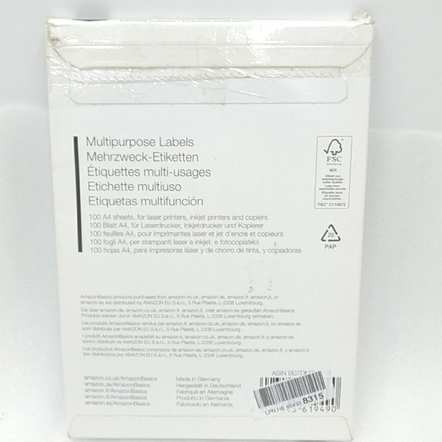 Amazon Basics Adressetiketten Bürobedarf Rechteckig Universal 70 mm x 36 mm