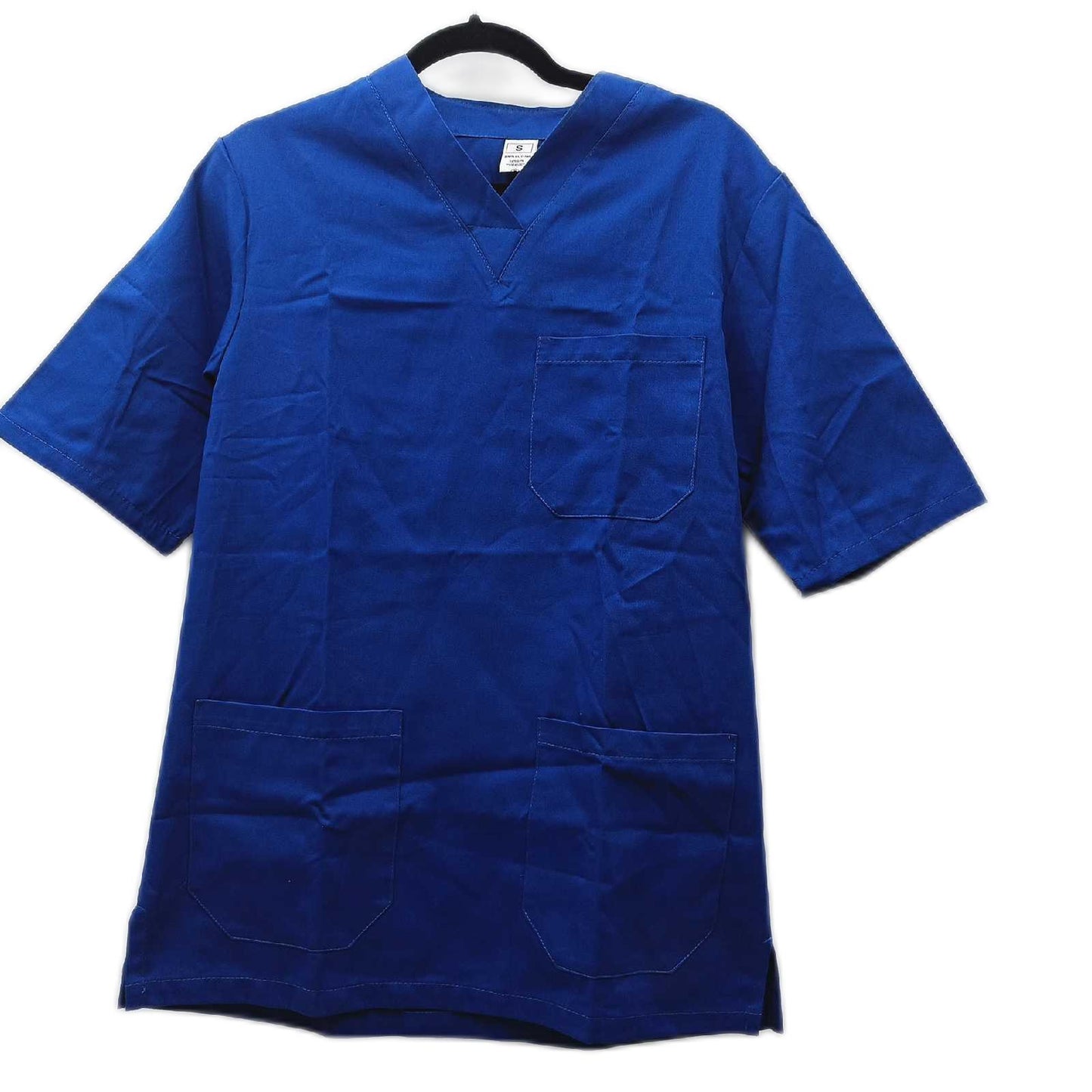 AIESI® Medizinische Uniform herren damen aus 100% sanforisierter Baumwolle Hose und Top mit V-Ausschnitt, Größe S BLAU