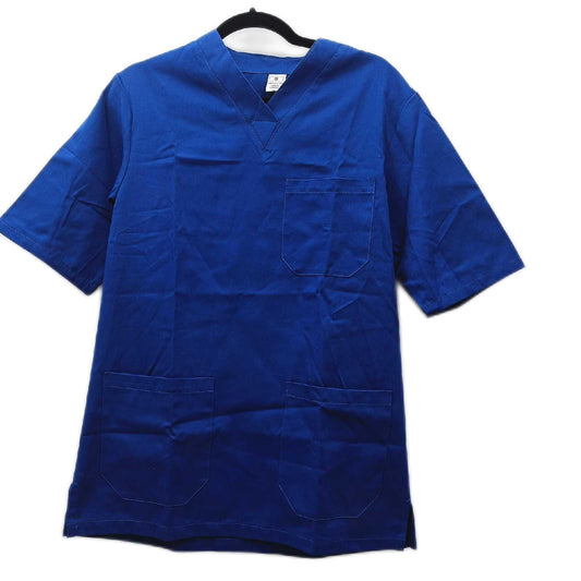 AIESI® Medizinische Uniform herren damen aus 100% sanforisierter Baumwolle Hose und Top mit V-Ausschnitt, Größe S BLAU
