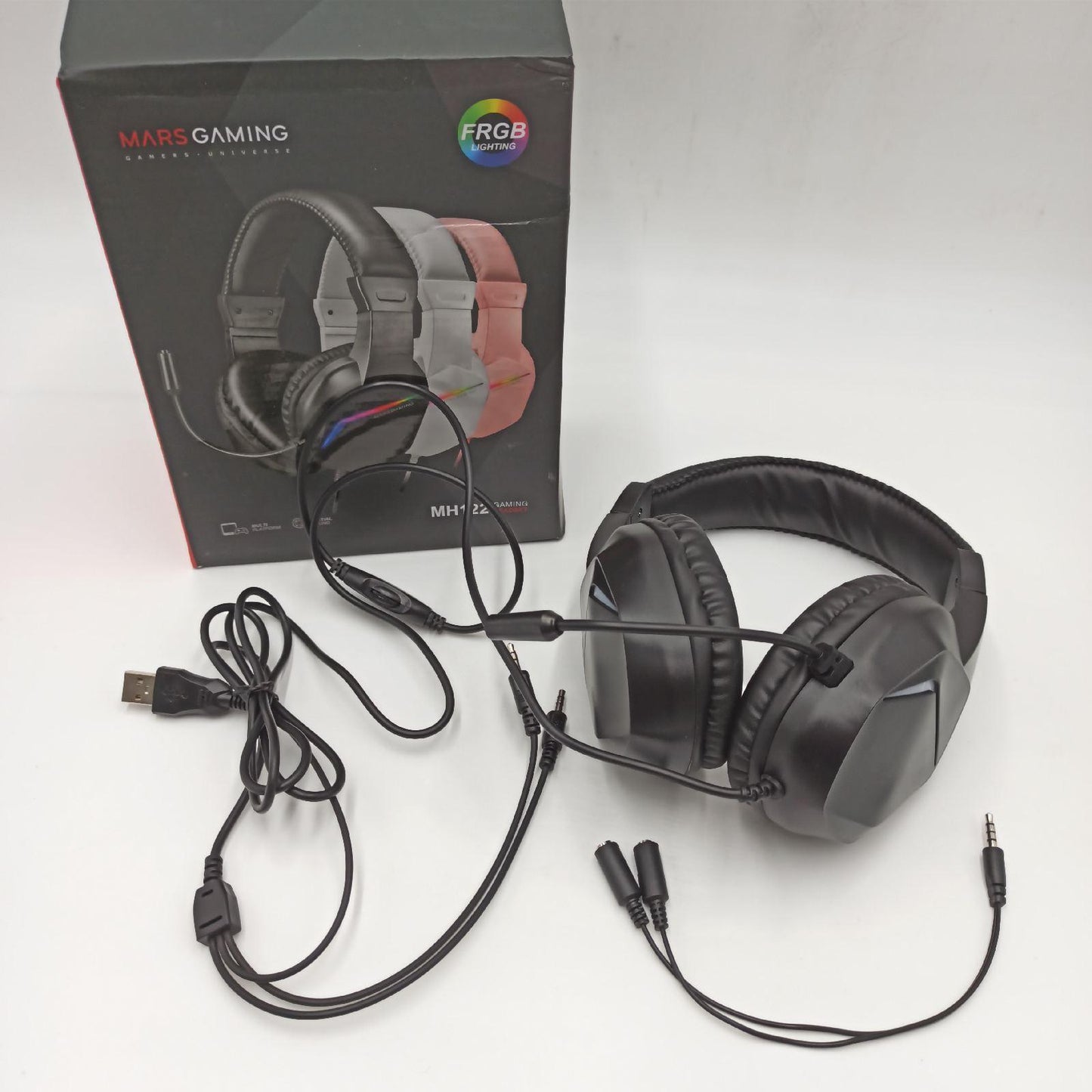 Mars Gaming Gaming MH122, FRGB Over Ear Kopfhörer mit Mikrofon, HiFi Sound, Geräuschunterdrückung, Ultraleichtgewicht, PS4 PS5 Xbox Switch Switch 2 Tablet Windows Mac, Schwarz, Large
