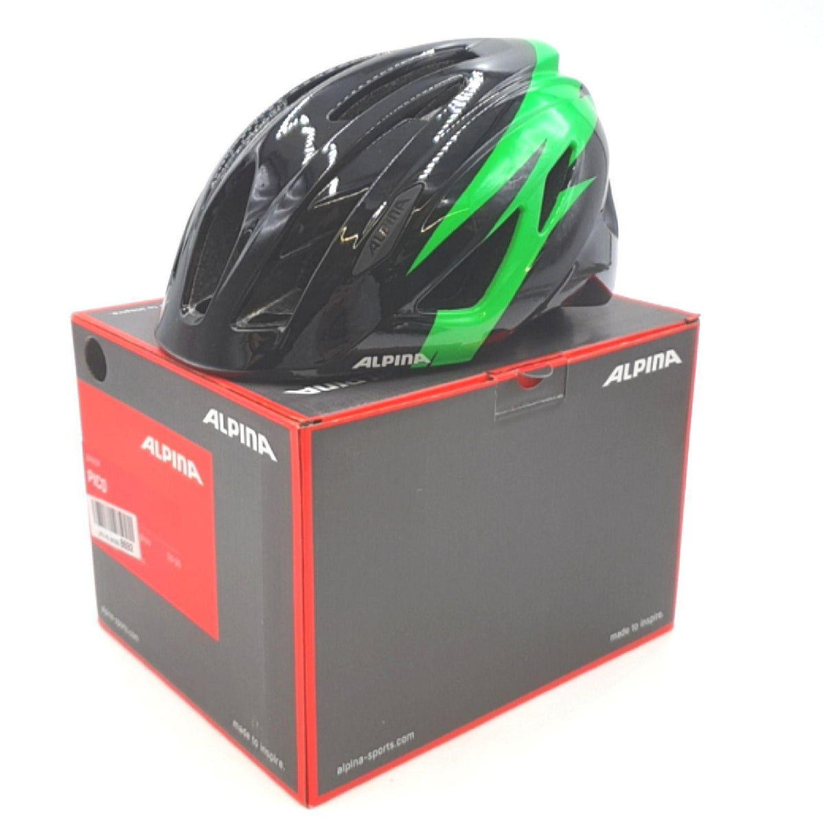 ALPINA Fahrradhelm Helme PICO Kinder Unisex Schwarz Grün Radfahren Sicherheit