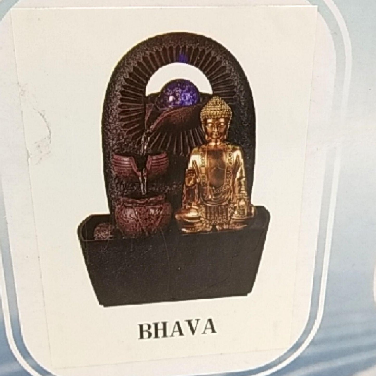 ZenLight Zimmerbrunnen Wasserdekoration Buddha Bhava Meditationshilfe LED Beleuchtung Wasser Eben