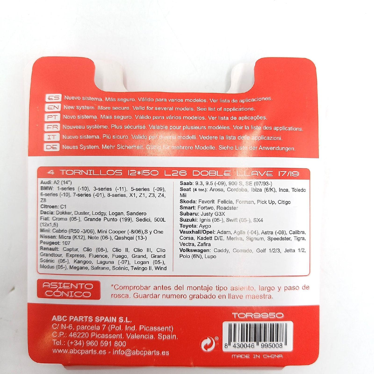 Bccorona TOR9950 12x150 Felgensicherung Anti-Diebstahl-L26 17/19