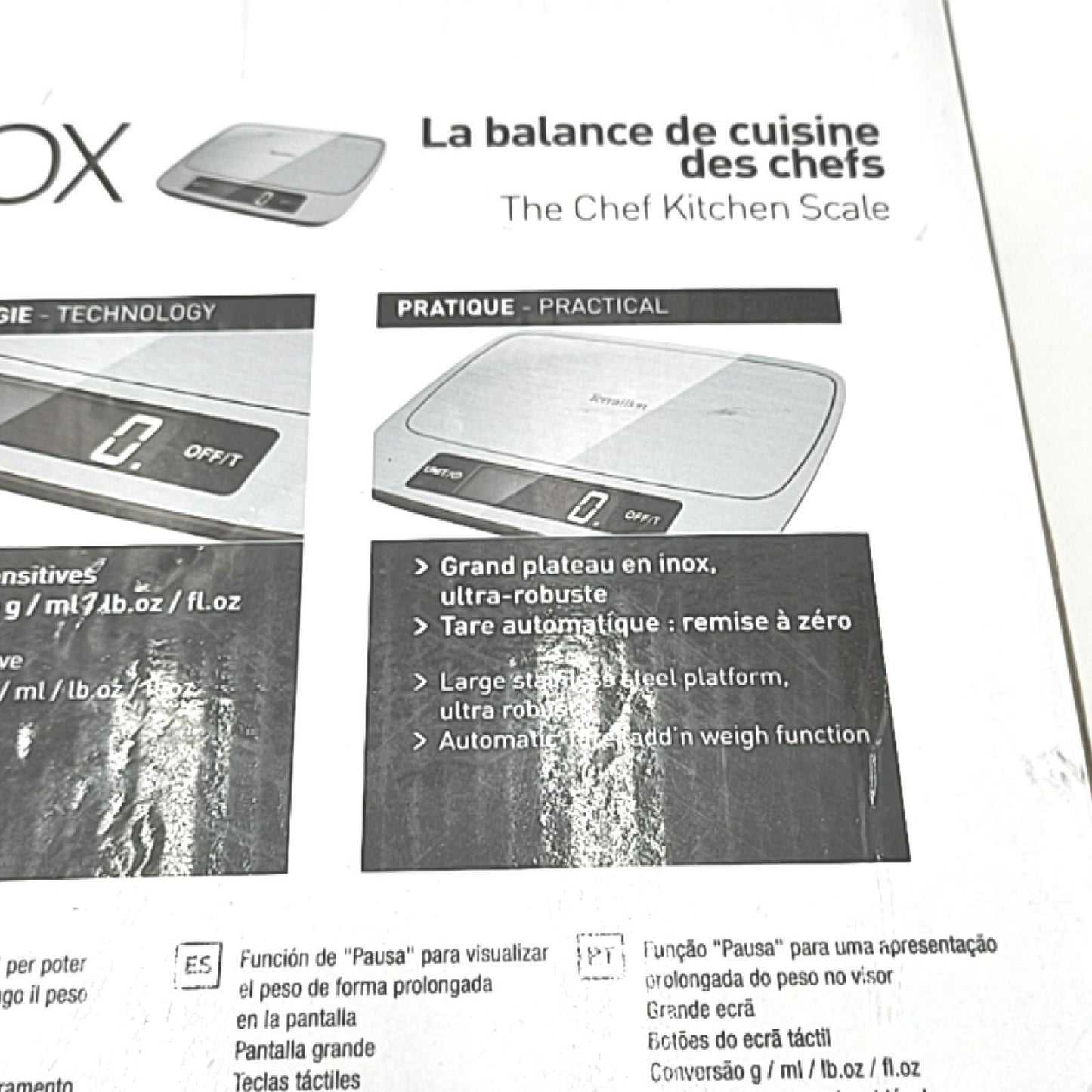 Terraillon Waage Küche Küchenwaage MyCook 15 Edelstahl Genauigkeit Tara Funktion Flüssigkeits